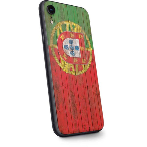 Portuguese Flag Dark Wood iPhone XR Skin